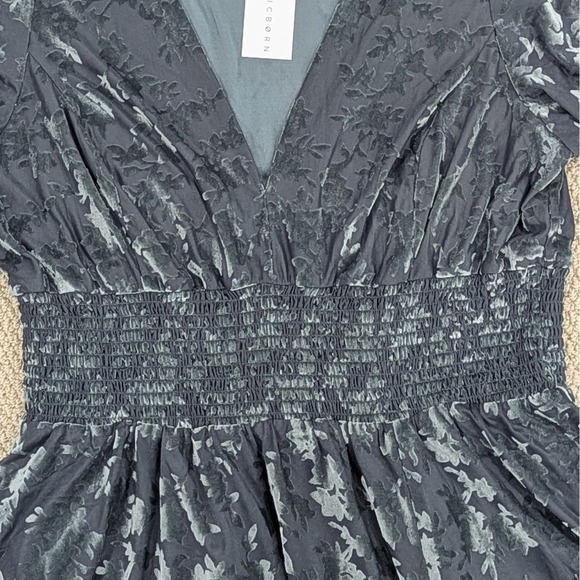 New Baltic Born Veronica Velvet Maxi Dress Sz 2XL Slate Blue Deep V Front Split - Picture 6 of 11